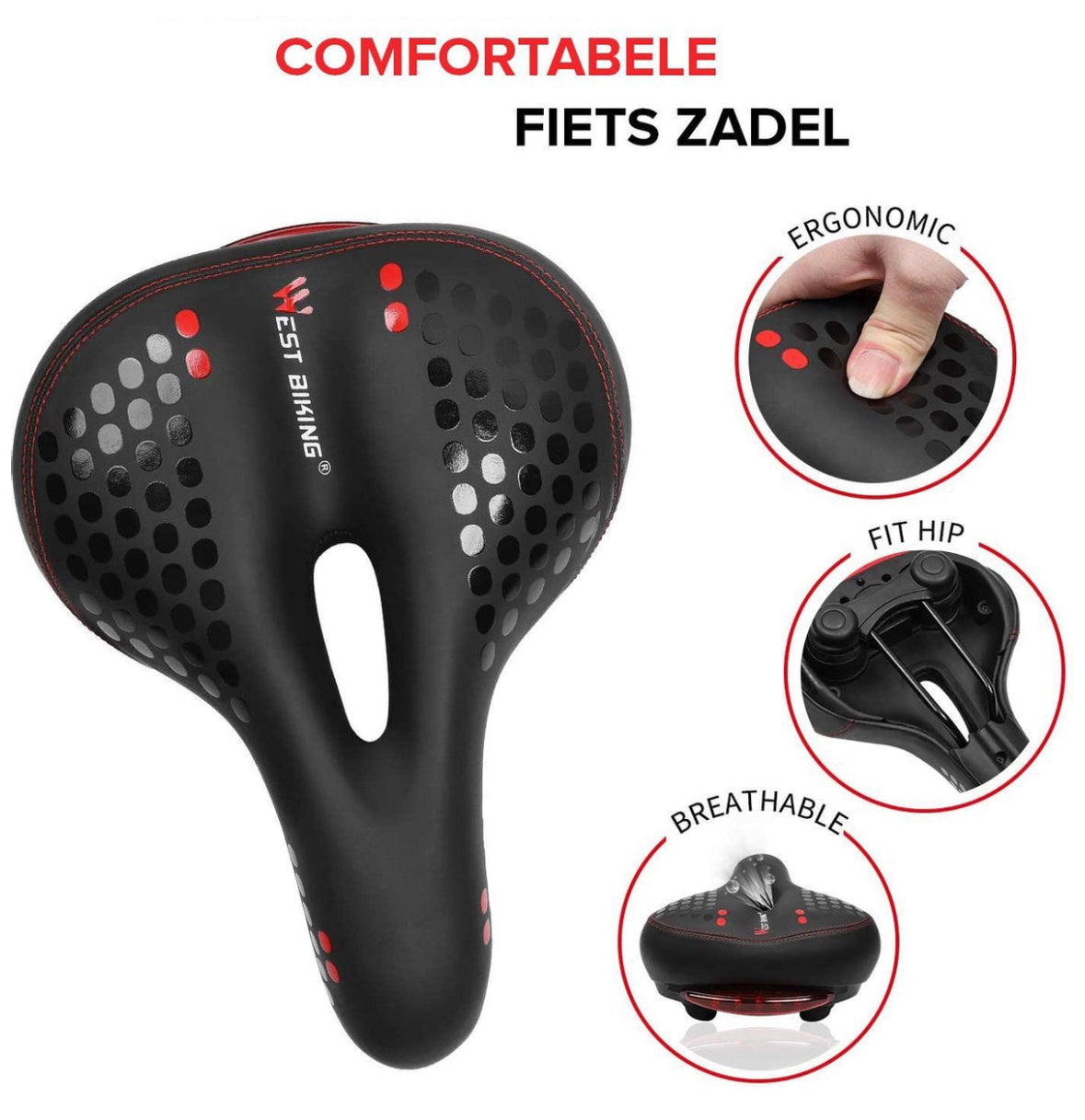 Comfort Zadel met LED Remlicht™ – Ultiem Zitcomfort & Veiligheid