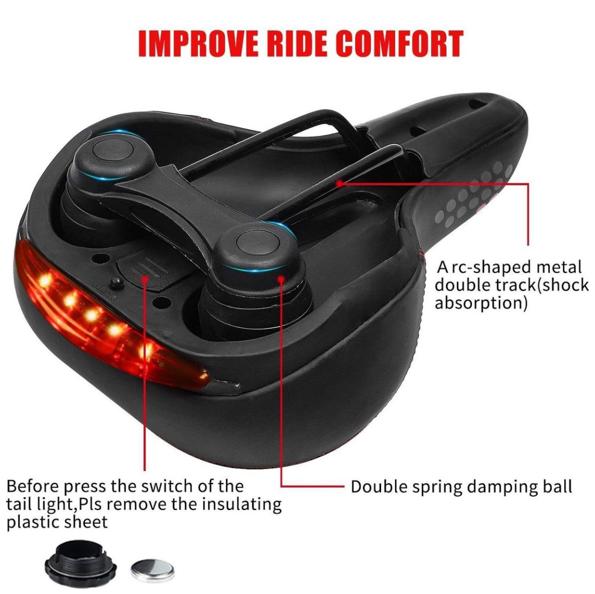 Comfort Zadel met LED Remlicht™ – Ultiem Zitcomfort & Veiligheid